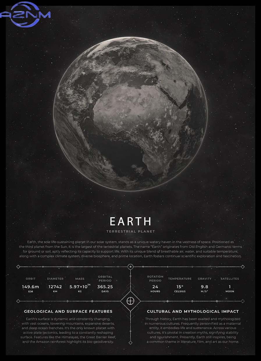Star Map Poster - AZNM Póster espacial de estilo vintage,